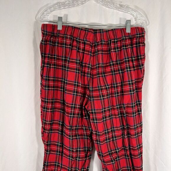 J. Crew Sleep Pants Men's Large Red Plaid Drawstring Pull On Pockets KRW Cotton - Picture 8 of 10